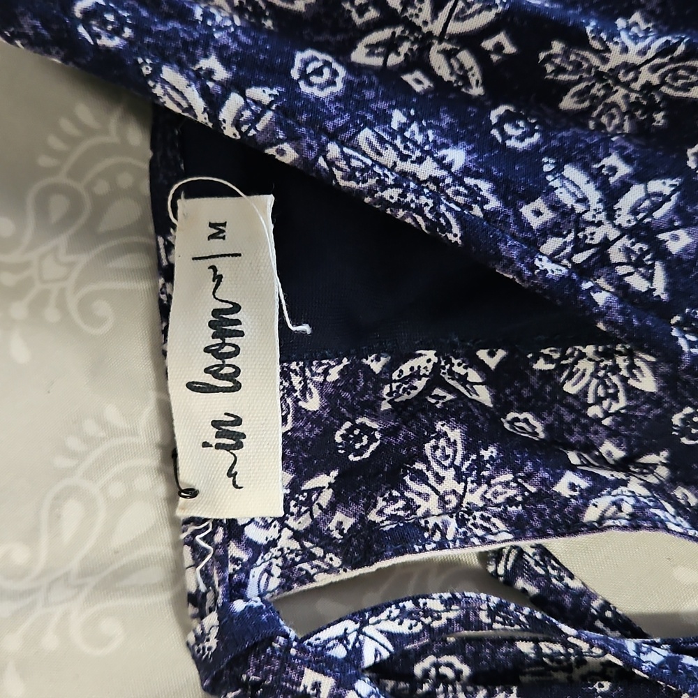-in loom-, medium, navy blue and white dress - Picture 3 of 3